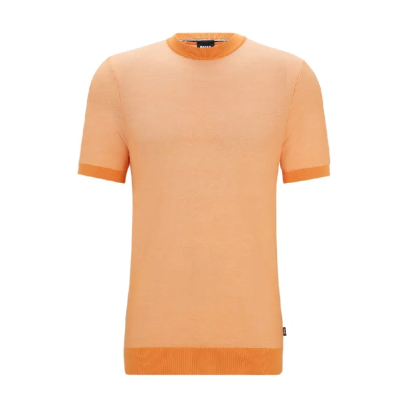 Soft Tops Short-sleeved sweater with micro structure