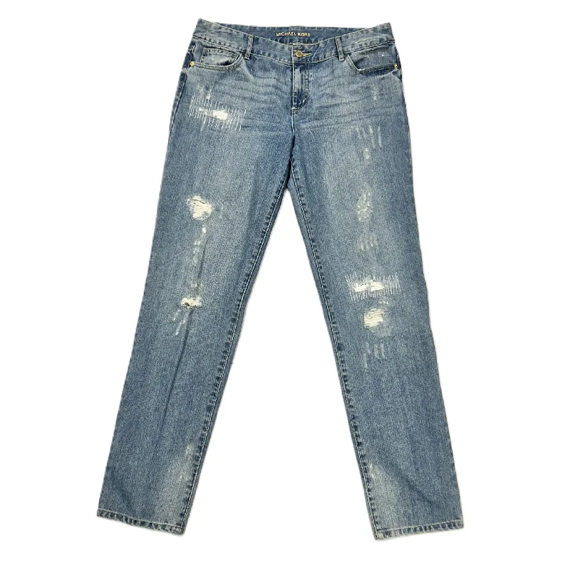 Printed Patterns Jeans Boyfriend By Michael By Michael Kors In Blue Denim, Size: 10