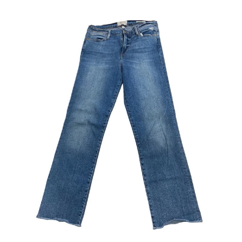 Comfortable Fitwear Jeans Straight By Frame In Blue Denim, Size: 8