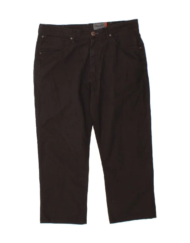 Urban Design Sense WRANGLER Mens Arizona Straight Cropped Trousers W36 L24 Black Cotton