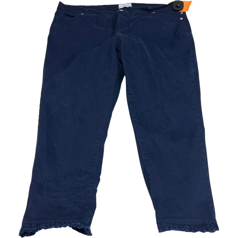 Relaxed Weekend Wear Jeans Cropped By Crown And Ivy In Blue Denim, Size: 16