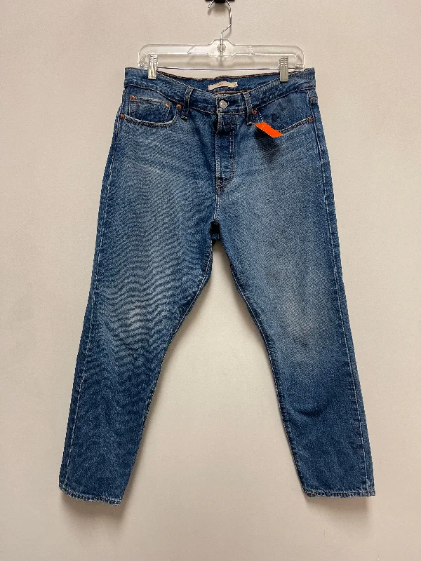 Creative Prints Jeans Straight By Levis In Blue Denim, Size: 12