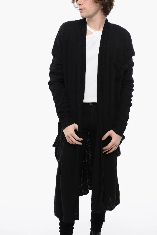 Casual Style Balmain Cotton Blend Long Cardigan With Reverse Stitchings