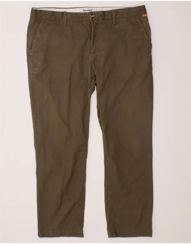 High-end Wear TIMBERLAND Mens Slim Chino Trousers W36 L26 Khaki Cotton