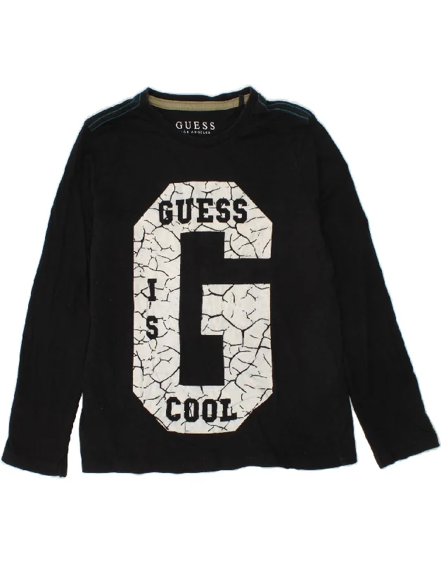 Basic Version GUESS Boys Graphic Top Long Sleeve 6-7 Years Black Cotton