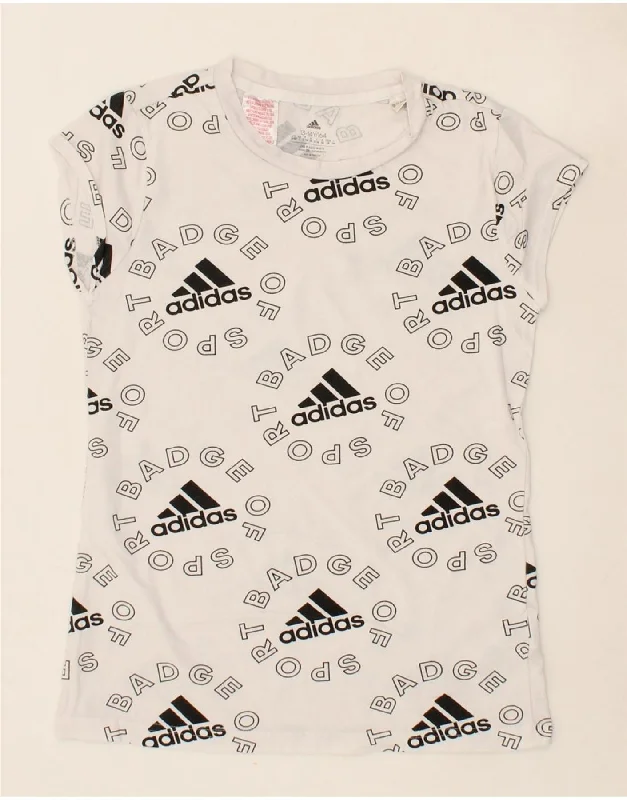 Comfortable And Simple ADIDAS Girls Graphic T-Shirt Top 13-14 Years White Cotton
