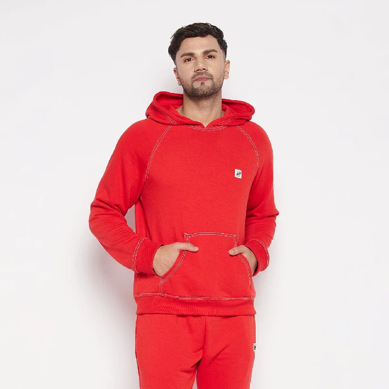 Comfy Chic Wear Red Contrast Stich Oversized Sweatshirt
