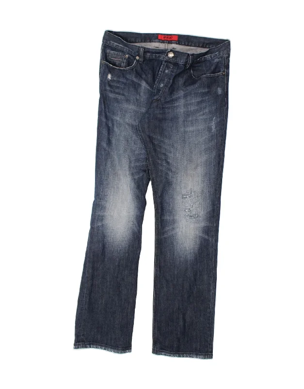 Energy Plan HUGO BOSS Mens Straight Jeans W36 L34 Blue Cotton