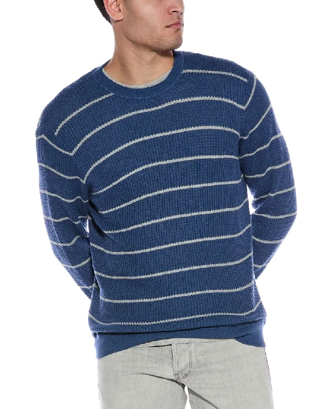 Stylish Wear Douglas Anthony Textured Stripe Cashmere-Blend Crewneck Sweater