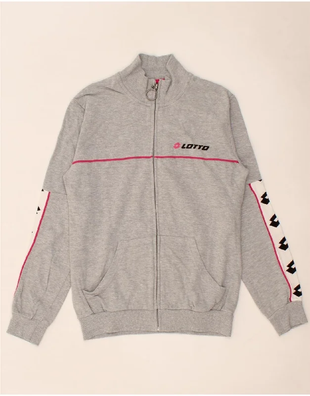 Feminine Charm LOTTO Girls Graphic Tracksuit Top Jacket 13-14 Years Grey Colourblock
