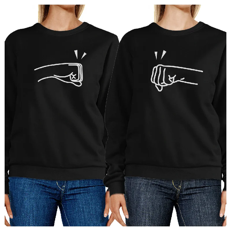 Retro Fashion Fists Pound BFF Matching Black Sweatshirts
