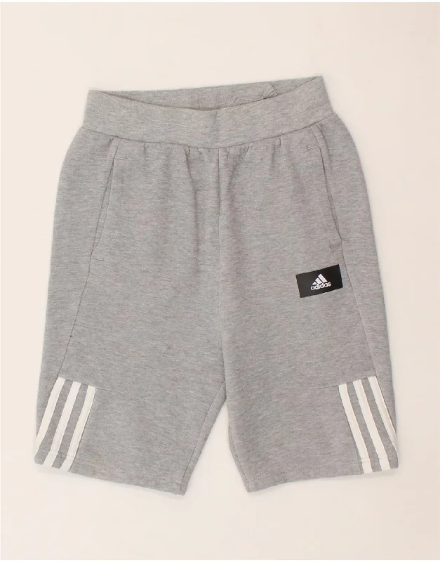 Relaxed Fashion ADIDAS Boys Graphic Sport Shorts 11-12 Years Grey Cotton