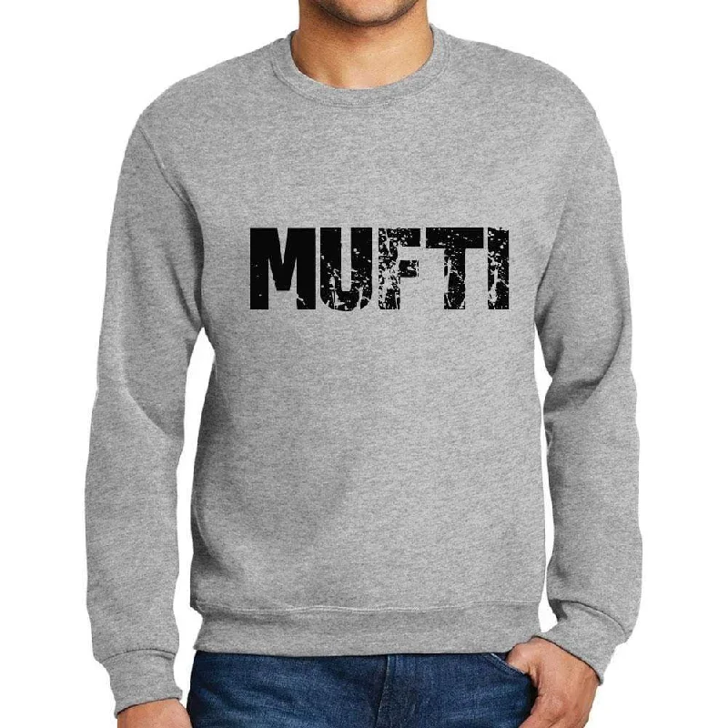 Fashion Pioneer Men's Printed Graphic Sweatshirt Popular Words MUFTI Grey Marl