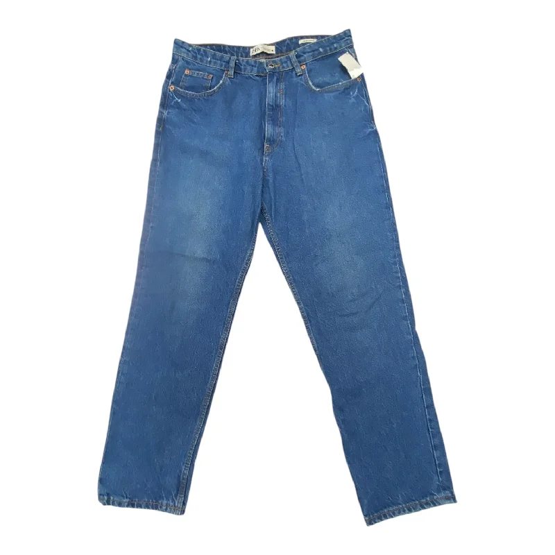 Mid-length Style Jeans Boyfriend By Zara In Blue Denim, Size: 12
