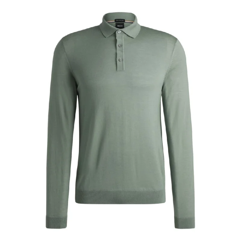 Modern Tailoring Slim-fit sweater in merino wool with polo collar
