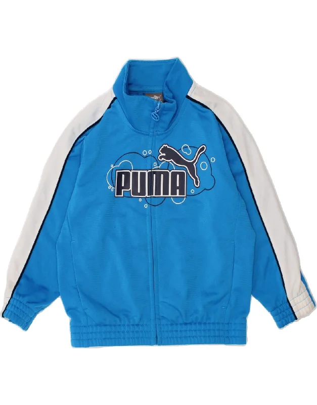 French Retro PUMA Baby Boys Graphic Tracksuit Top Jacket 12-18 Months Blue Colourblock French Retro PUMA Baby Boys Graphic Tracksuit Top Jacket 12-18 Months Blue Colourblock