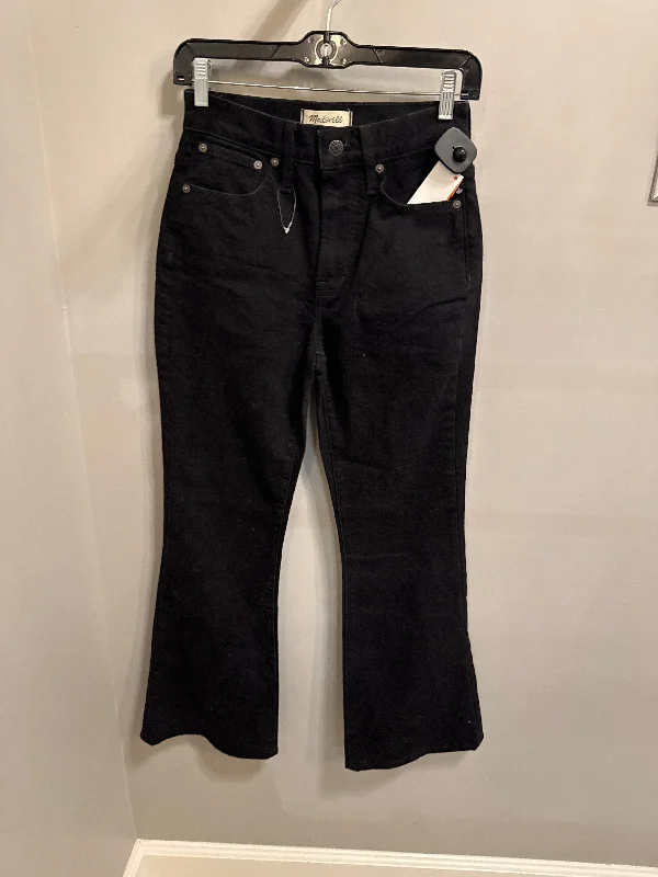 Easy-to-Wear Jeans Flared By Madewell In Black Denim, Size: 0