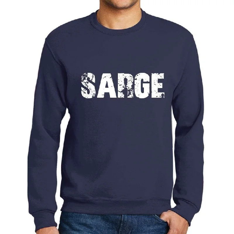 High-end Design Men's Printed Graphic Sweatshirt Popular Words SARGE French Navy