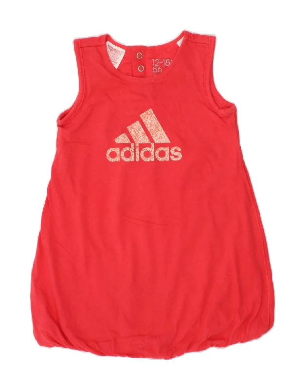 Casual Ease ADIDAS Baby Girls Graphic Sleeveless Bubble Dress 12-18 Months Red Cotton