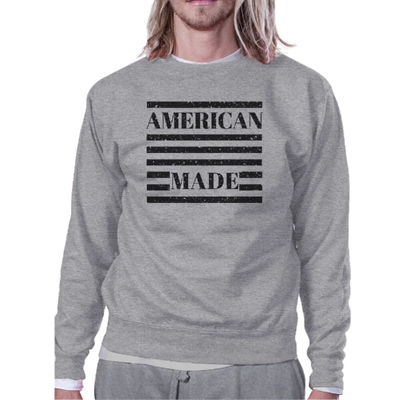 Stylish Jackets American Made Unisex Grey Graphic Sweatshirt For Fourth Of July