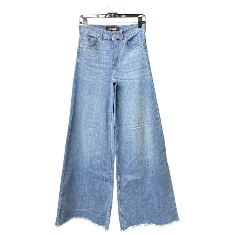 Comfortable Wear Jeans Wide Leg By Express In Blue Denim, Size: 4
