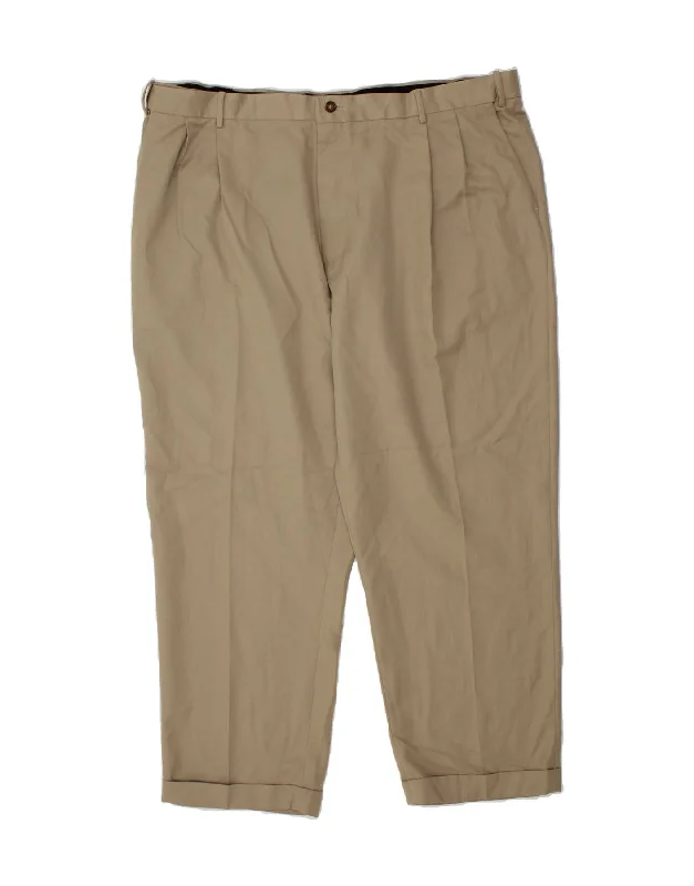Personal Design IZOD Mens Pegged Chino Trousers W46 L30 Beige Polyester