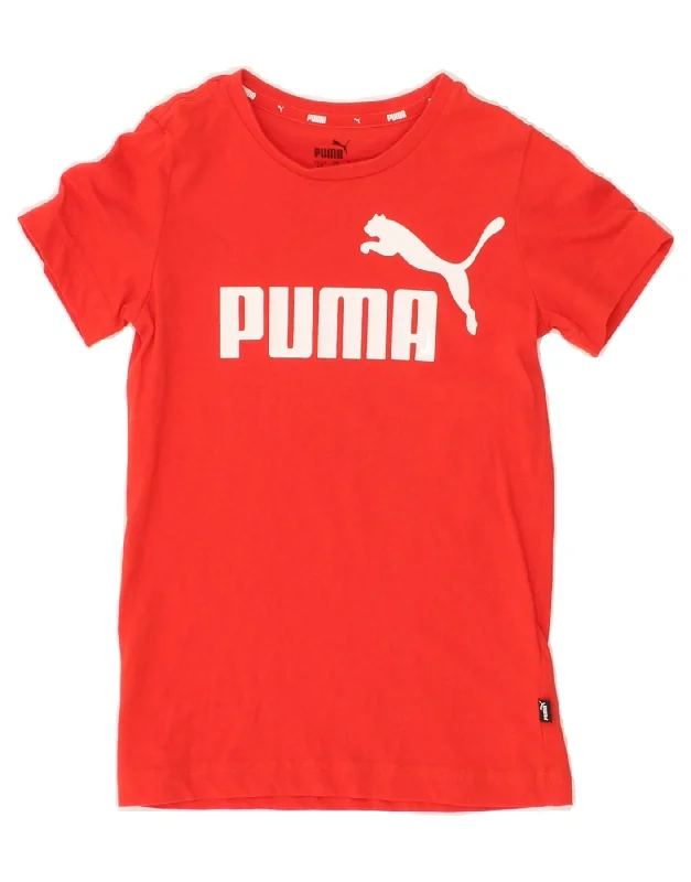 Fashion Touch PUMA Boys Graphic T-Shirt Top 7-8 Years  Red Cotton