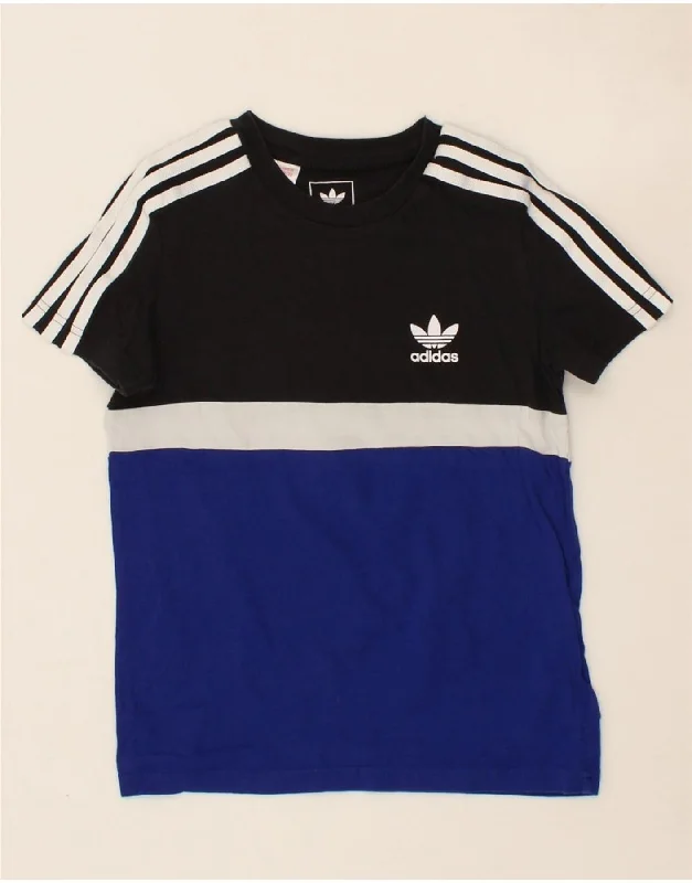 Loose Fit ADIDAS Boys T-Shirt Top 9-10 Years Black Colourblock Cotton