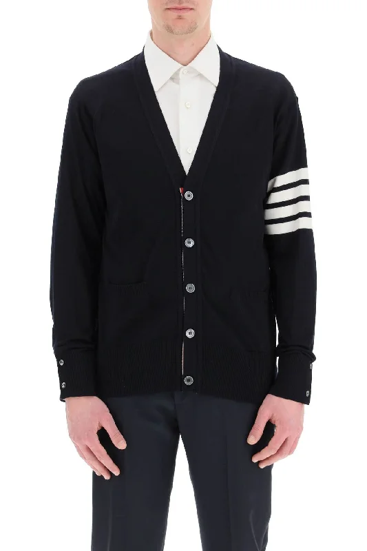 Stylish Ease Thom Browne Merino Wool 4-Bar Cardigan