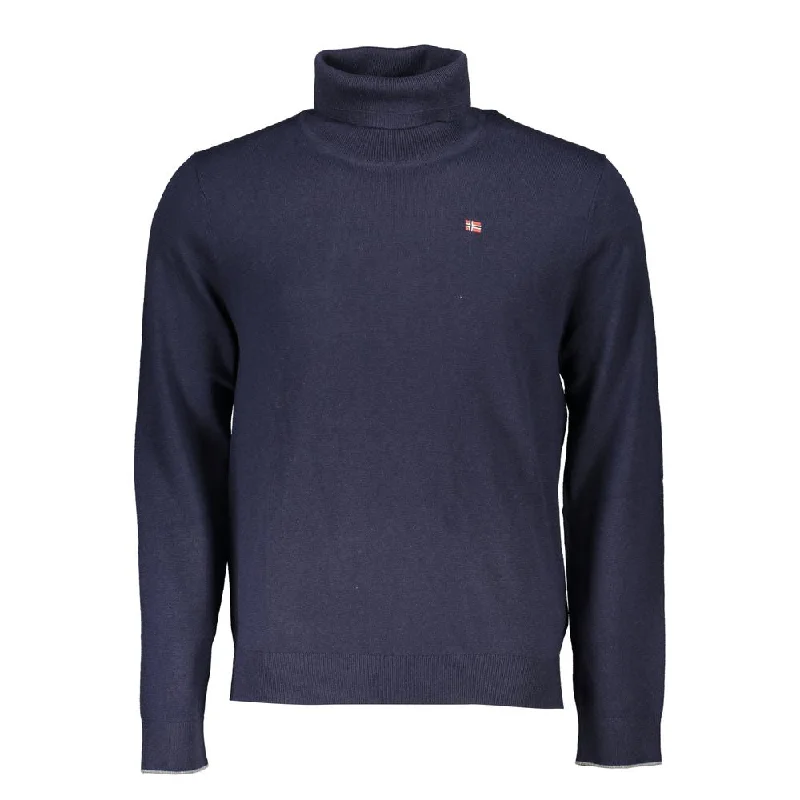 Luxury Classic Napapijri Elegant Turtleneck Sweater with Embroide Men's Logo