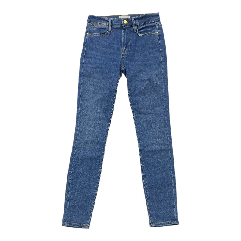 High Street Fashion Jeans Skinny By Frame In Blue Denim, Size: 0