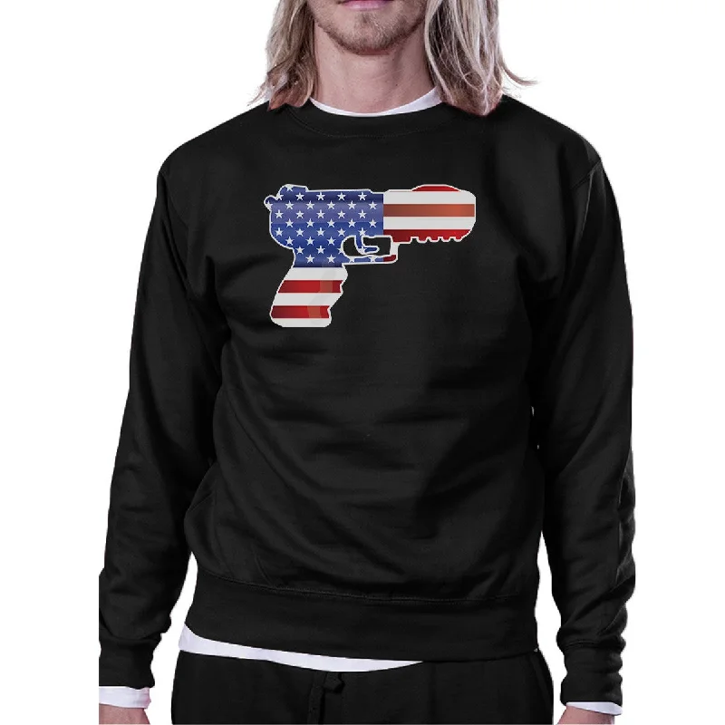 Urban Comfort Pistol Shape American Flag Unisex Sweatshirt For Independence Day