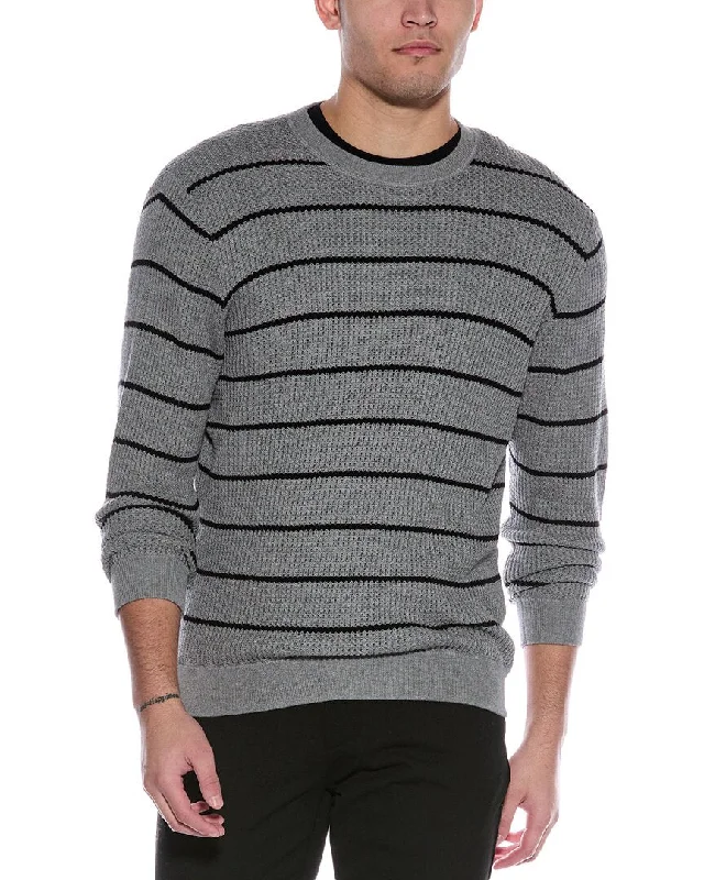 Luxe Comfort Douglas Anthony Textured Stripe Cashmere-Blend Crewneck Sweater