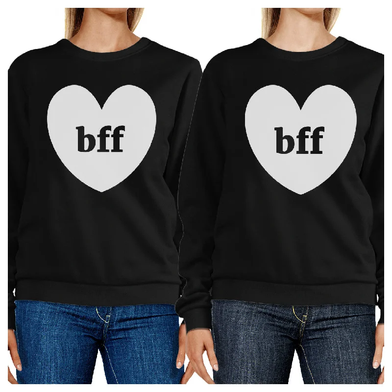 French Style Bff Hearts BFF Matching Black Sweatshirts