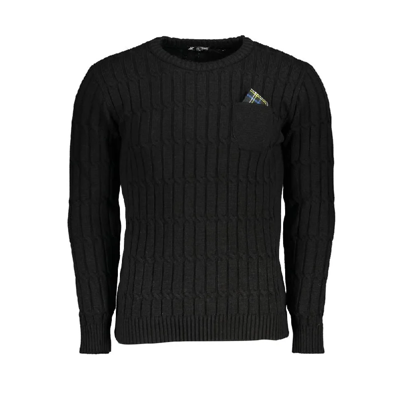 Fashionable And Versatile U.S. Grand Polo Twisted Crew Neck Sweater with Contrast Men's Details