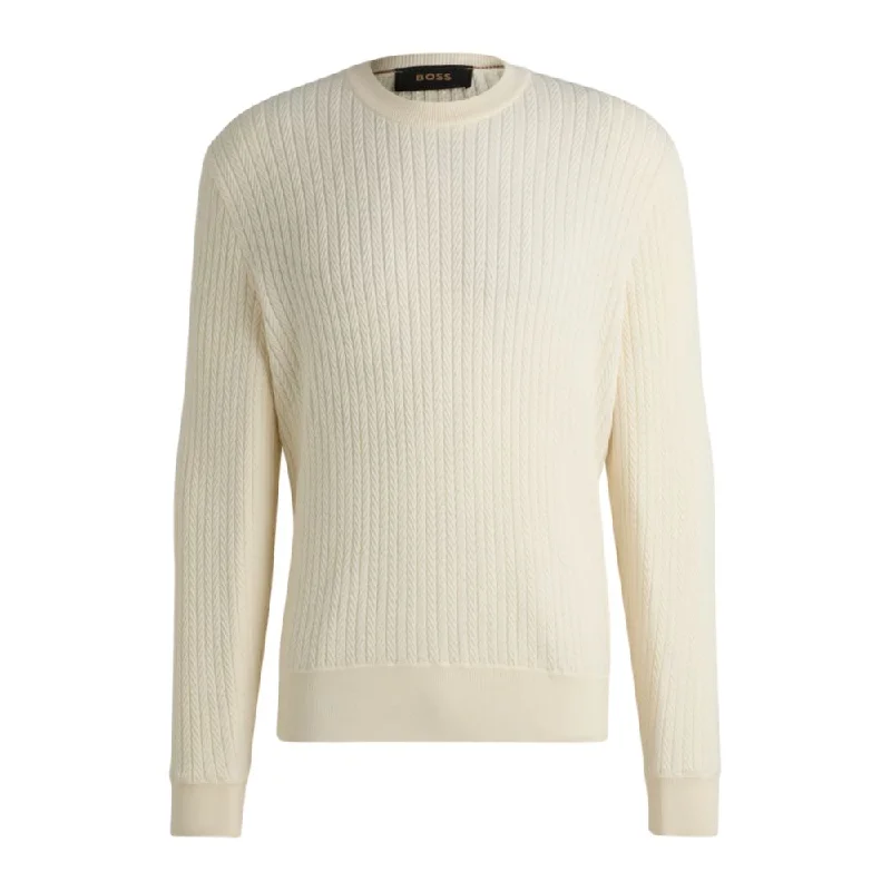 Casual Ease Wool-blend knitted sweater with herringbone structure