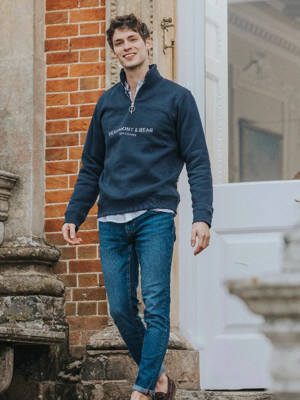 Effortless Dressing Kingswear Unisex Quarter Zip - Washed Navy