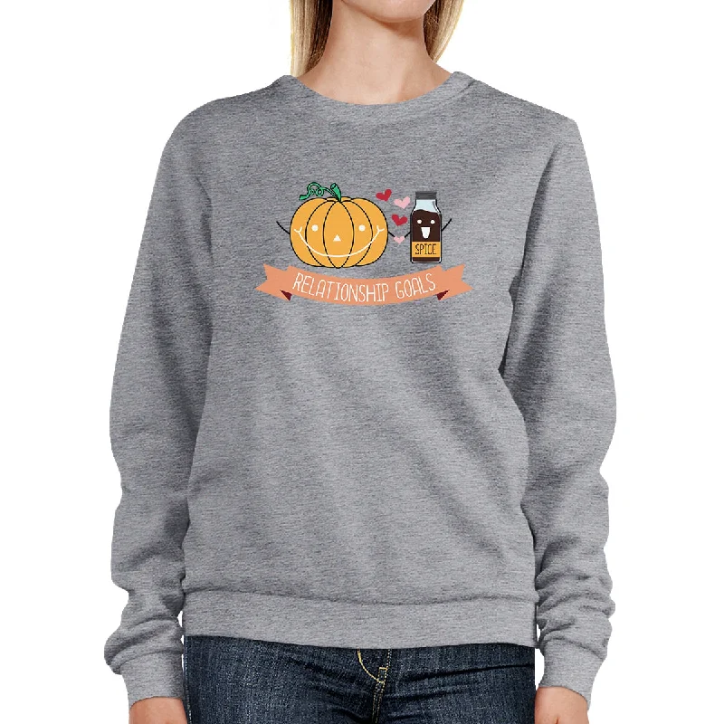 Casual Fit Pumpkin Spice Relationship Goals Grey SweatShirt