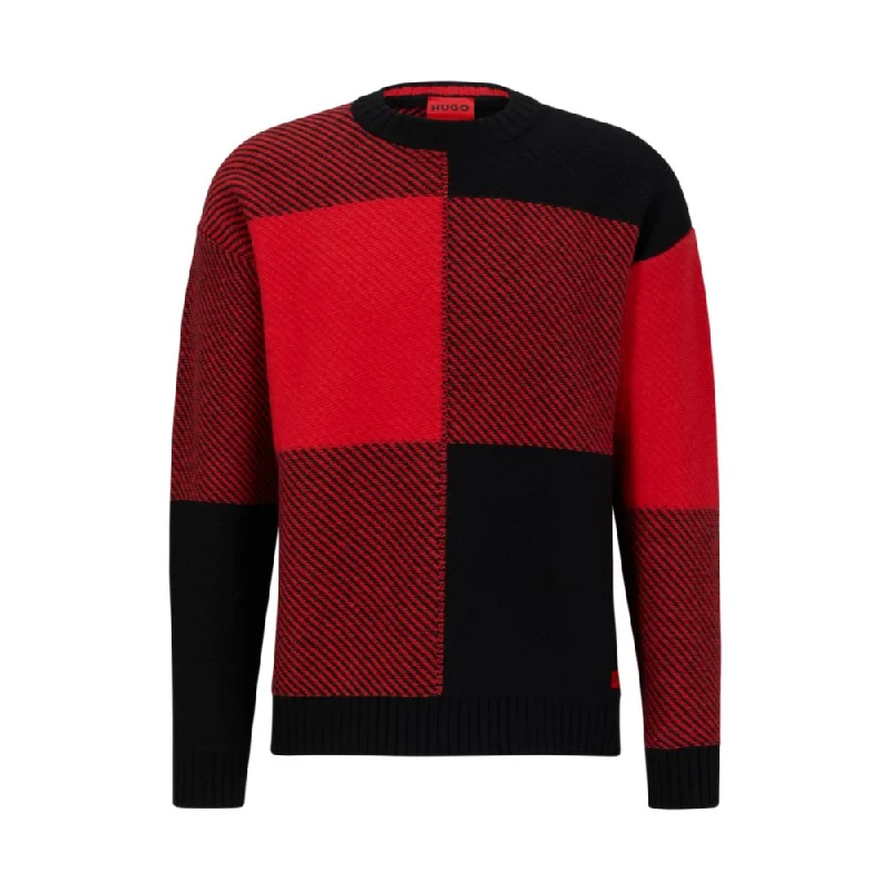Elegant And Elegant Relaxed-fit sweater with jacquard-woven Vichy check