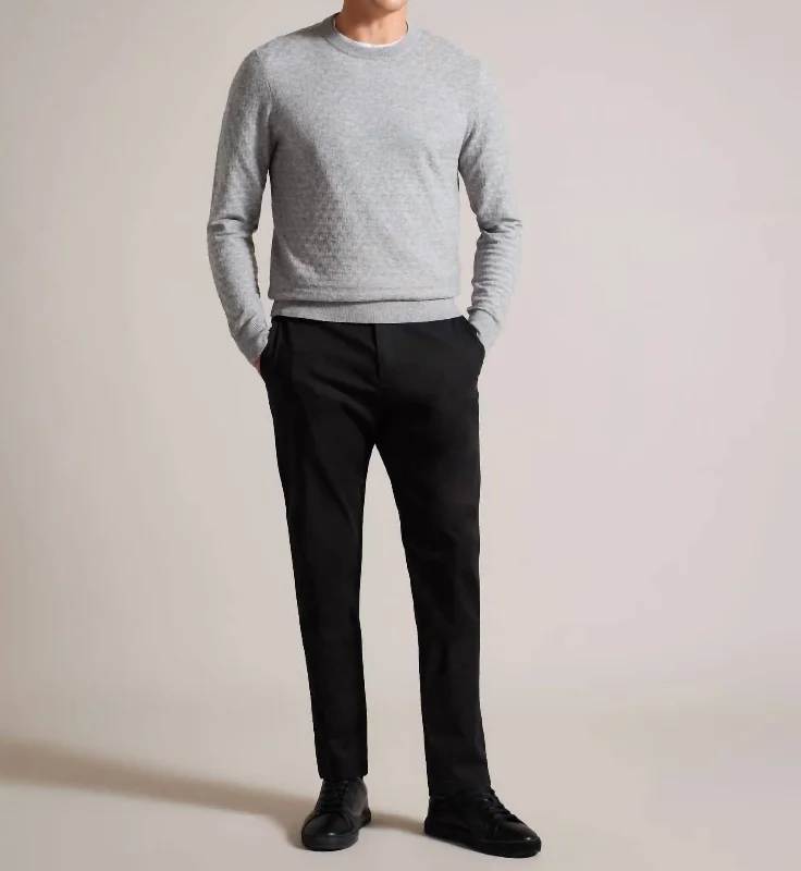 Floral Prints Men Lentic Raglan Sleeve Pullover Sweater In Grey-Marl