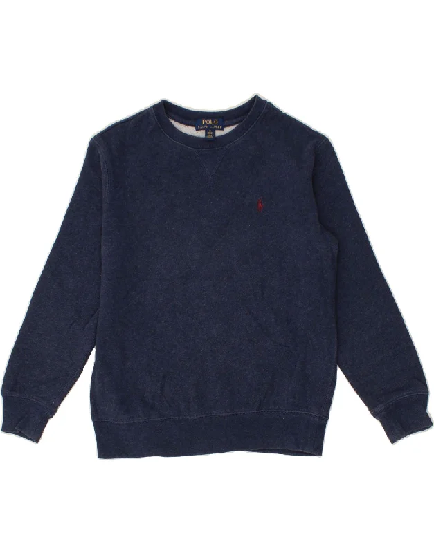 Weekend Wear POLO RALPH LAUREN Boys Sweatshirt Jumper 10-11 Years Medium Navy Blue