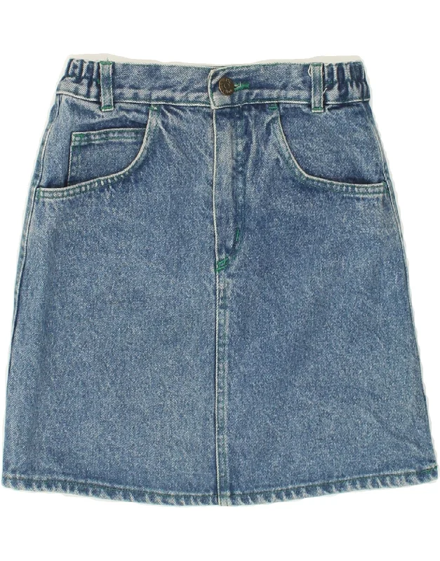 Comfort Fit BENETTON Girls Denim Skirt 9-10 Years W24  Blue Cotton