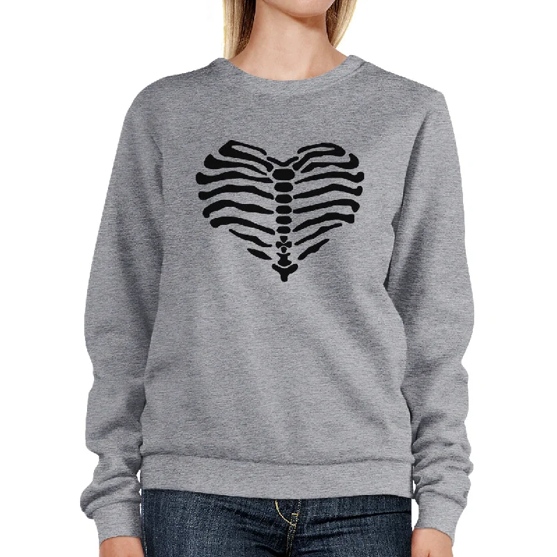 Cool Breeze At Night Skeleton Heart Grey SweatShirt