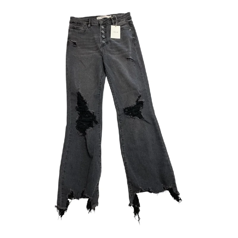 Elegant And Noble Jeans Flared By Hidden In Black Denim, Size: 4