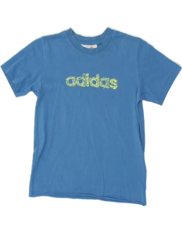 Classic Style ADIDAS Boys Graphic T-Shirt Top 9-10 Years Blue Cotton