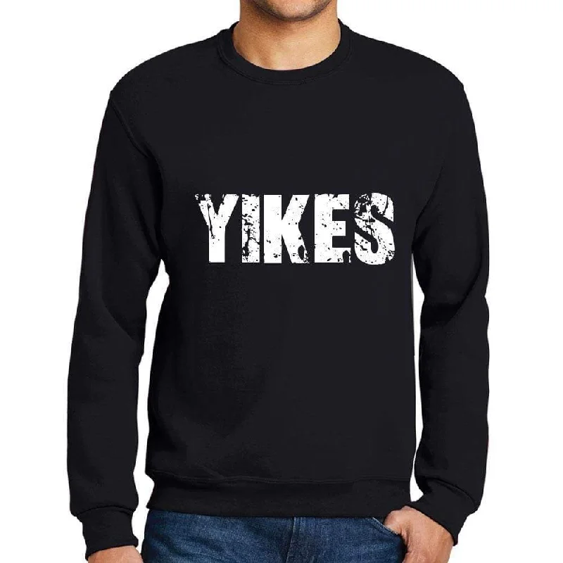 Celebrity Style Men's Printed Graphic Sweatshirt Popular Words YIKES Deep Black