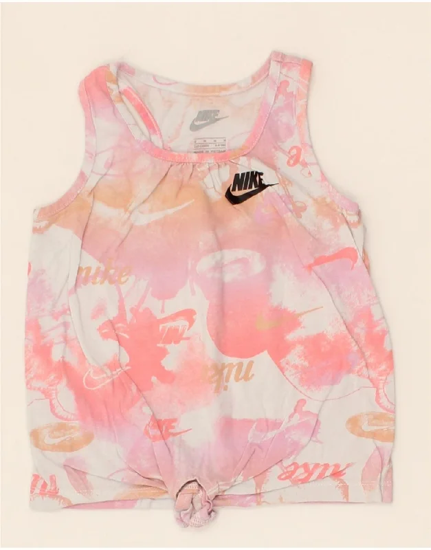 Everyday Comfort NIKE Girls Graphic Vest Top 5-6 Years Medium Pink Tie Dye Cotton