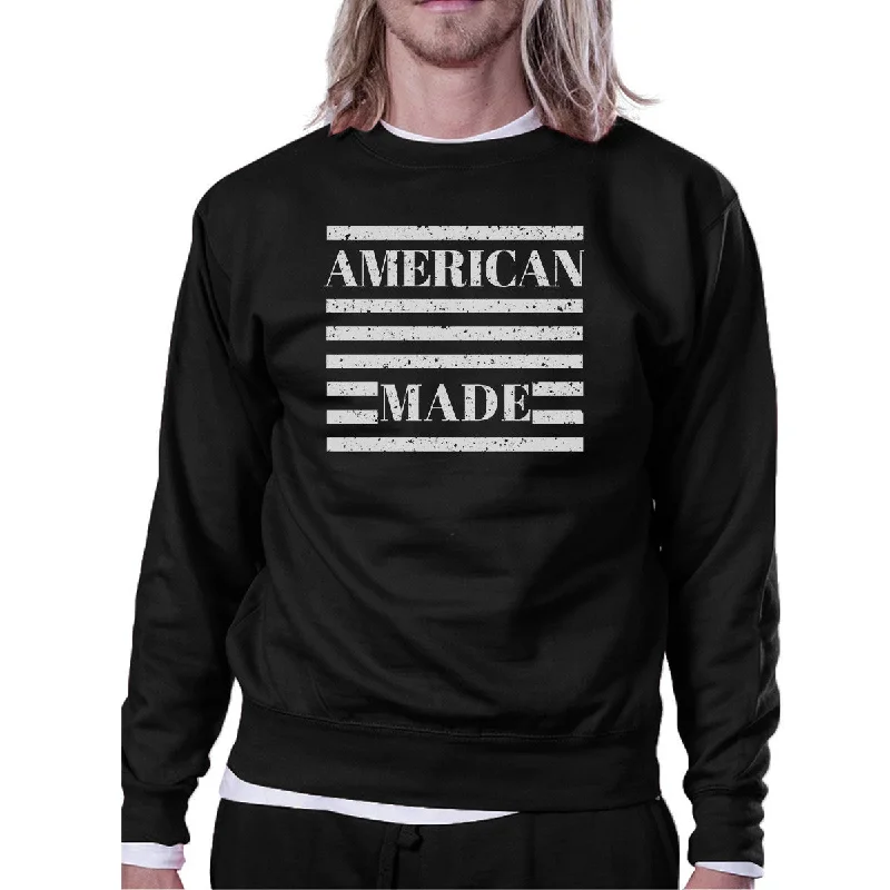 Soft Knitwear American Made Unisex Black Sweatshirt Unique 4th Of July Design