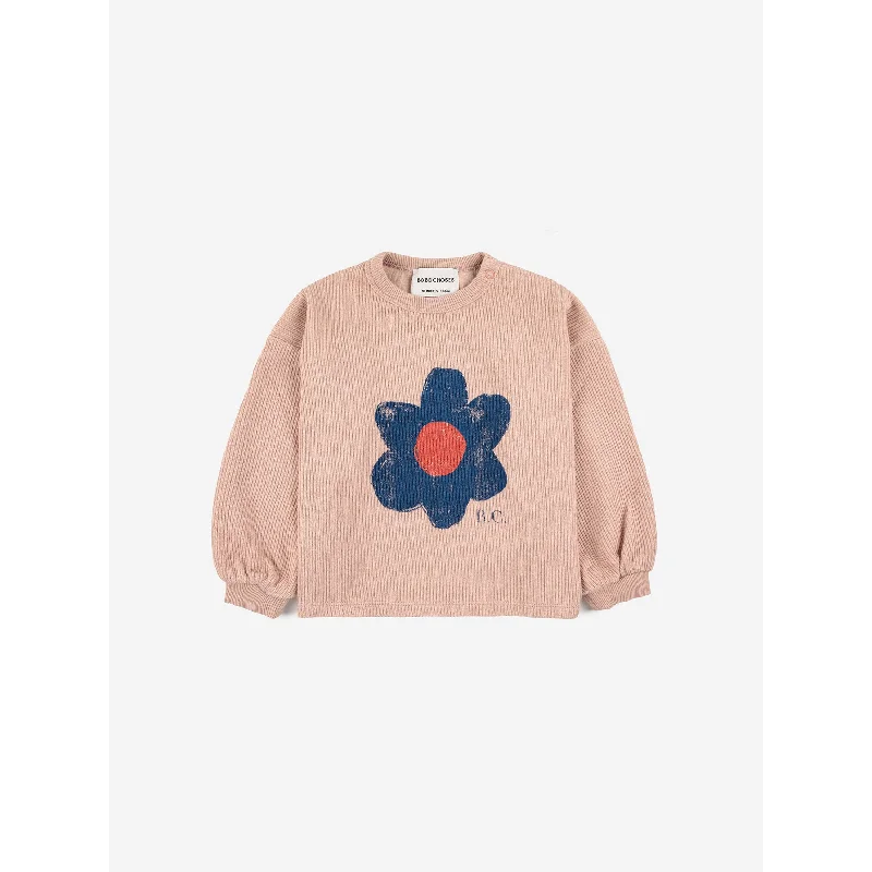 Comfortable Dresses Bobo Choses Baby Big Flower Puff Sleeves Sweatshirt