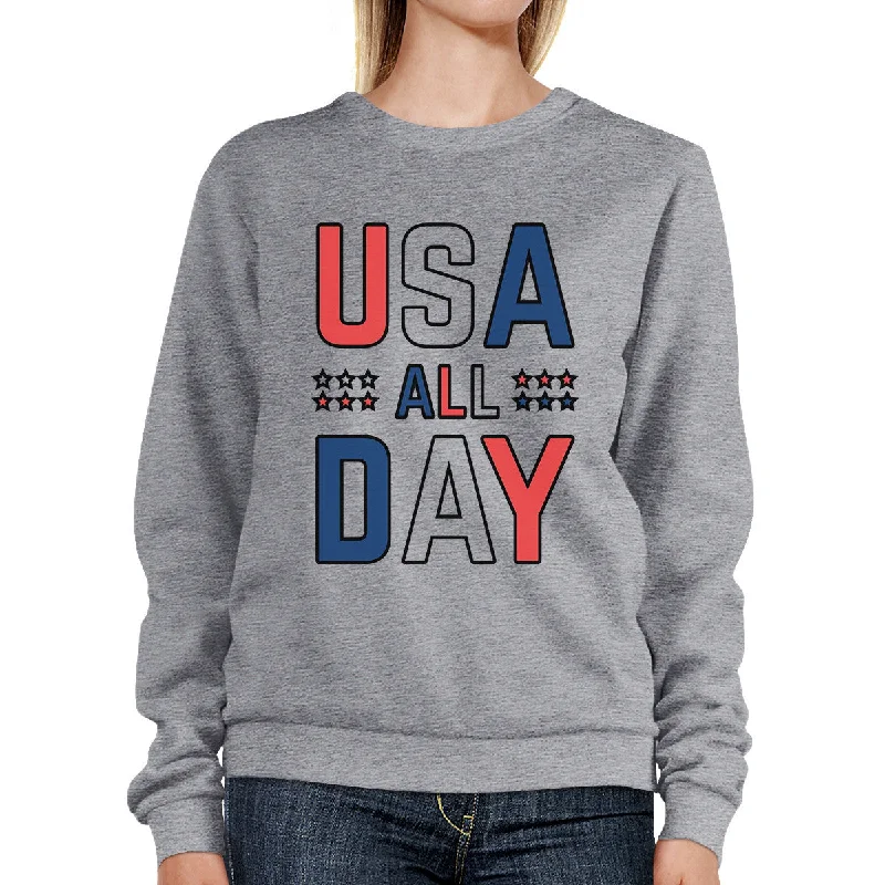 Cute Design USA All Day Unique Design Graphic Sweatshirt For Independence Day